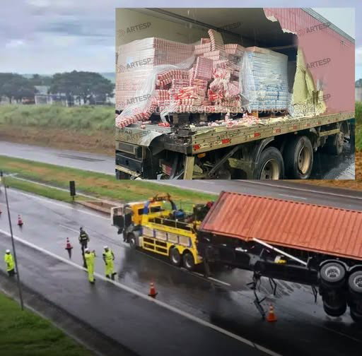 ACIDENTE ENVOLVENDO CAMINHÕES GEROU INTERDIÇÃO PARCIAL NA RODOVIA