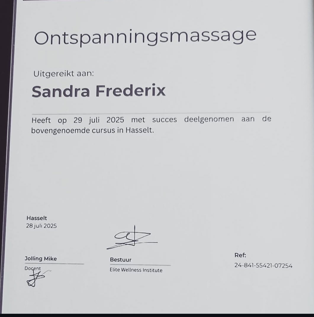 certificaat ontspanningsmassage
