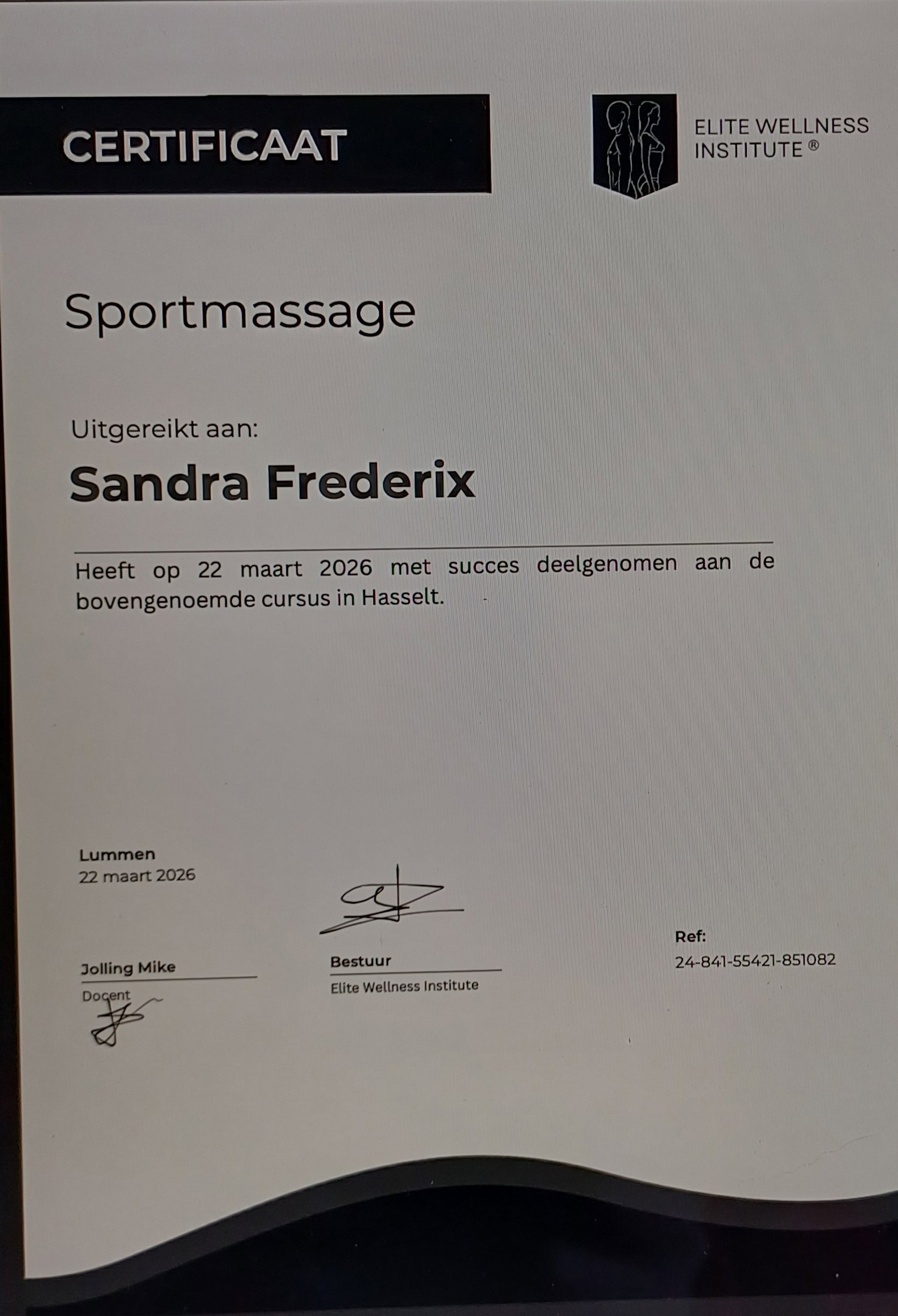 certificaat sportmassage