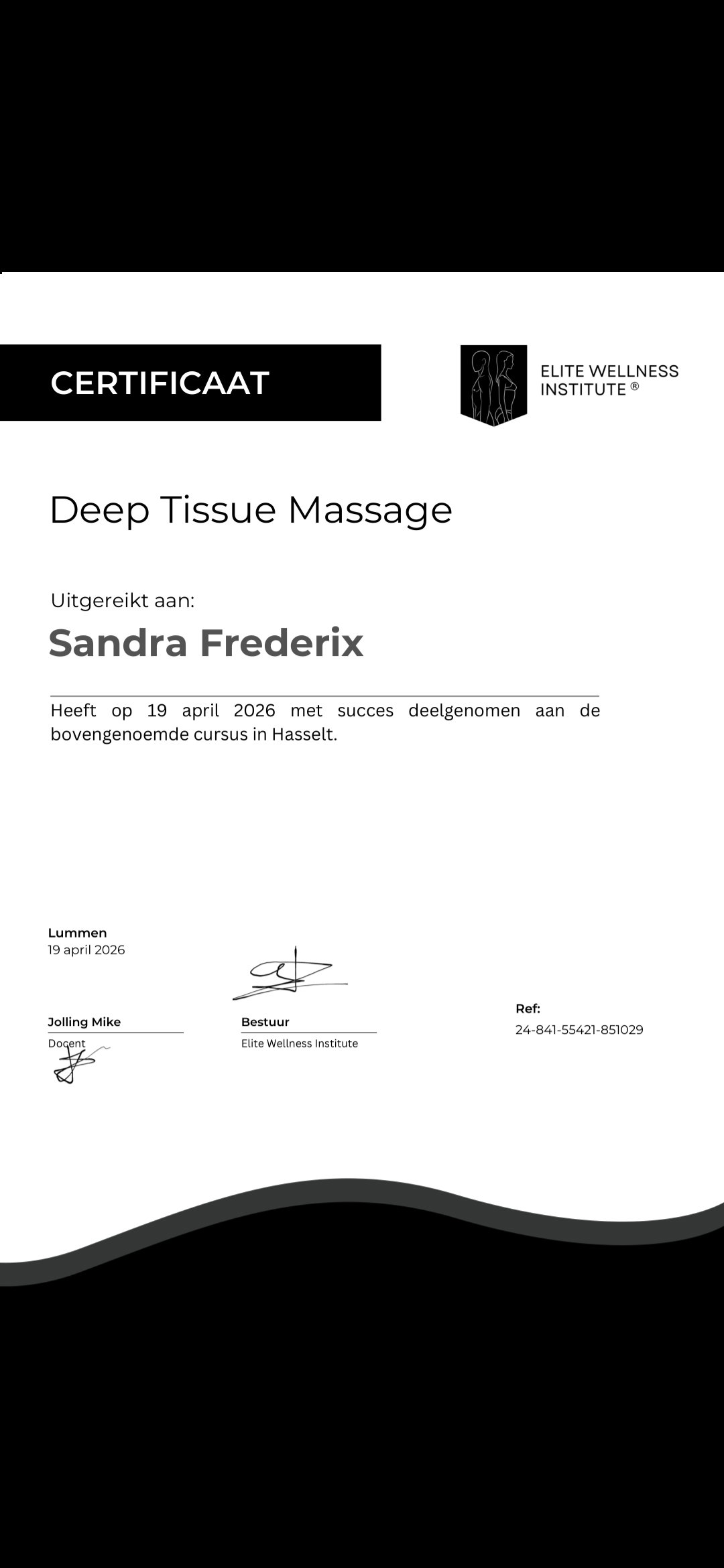 certificaat Deep Tissue