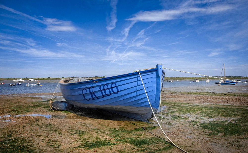 Blue Boat, Coast Road, West Mersea. Photograph by Chrissie Westgate.