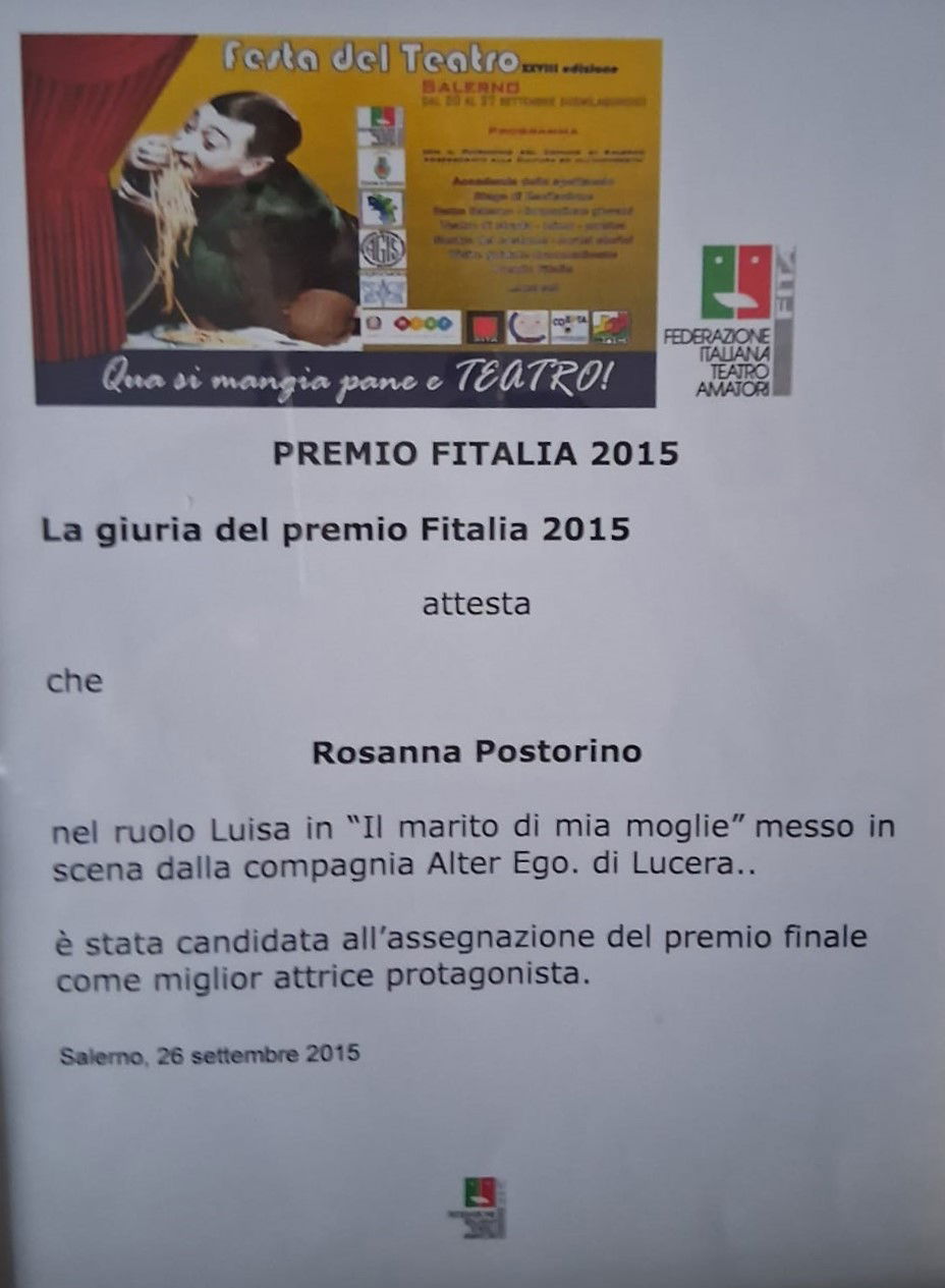 PREMIO PER MIGLIORE ATTRICE