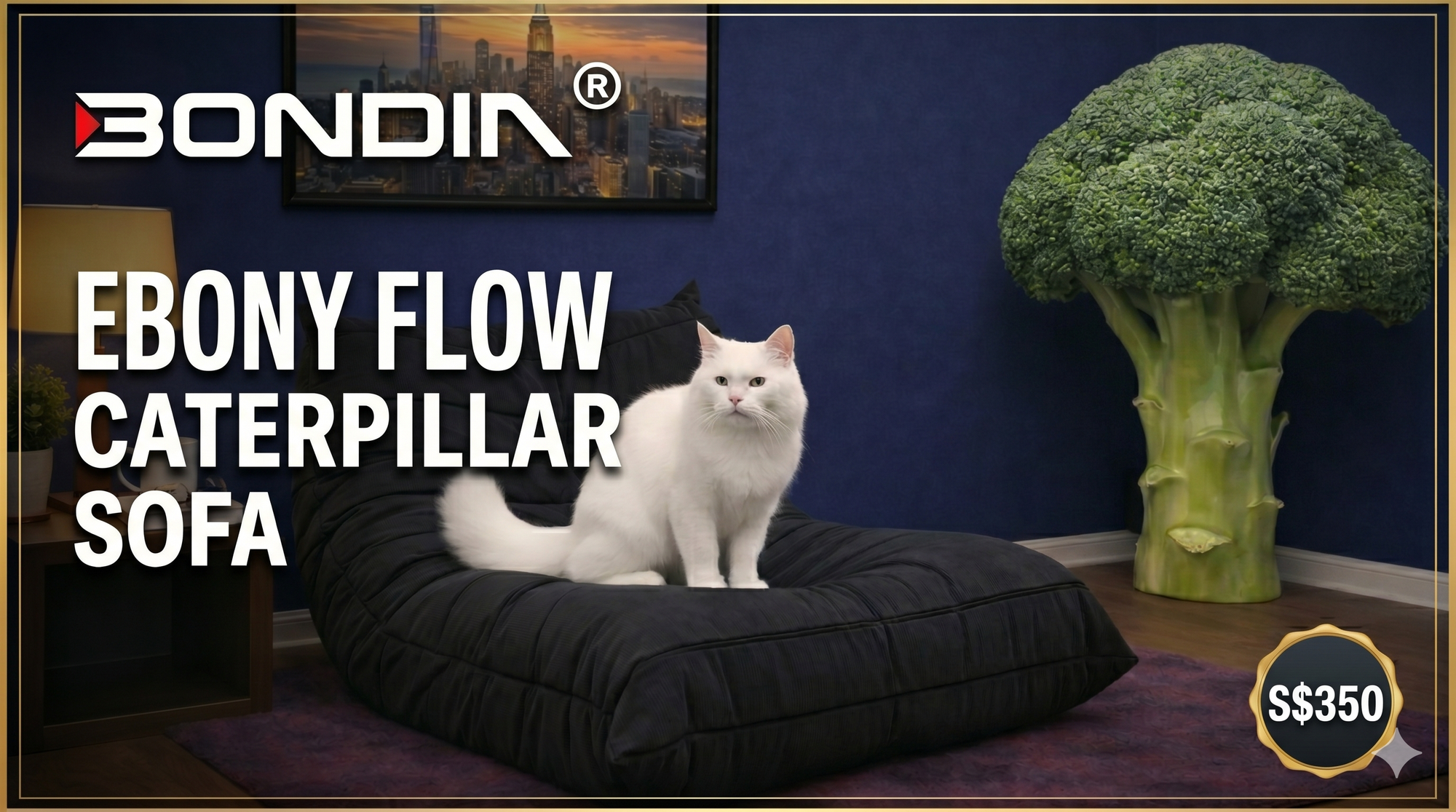 Bondia Furniture Singapore | Ebony Flow Caterpillar Compressed Floor Sofa (SKU 12043)