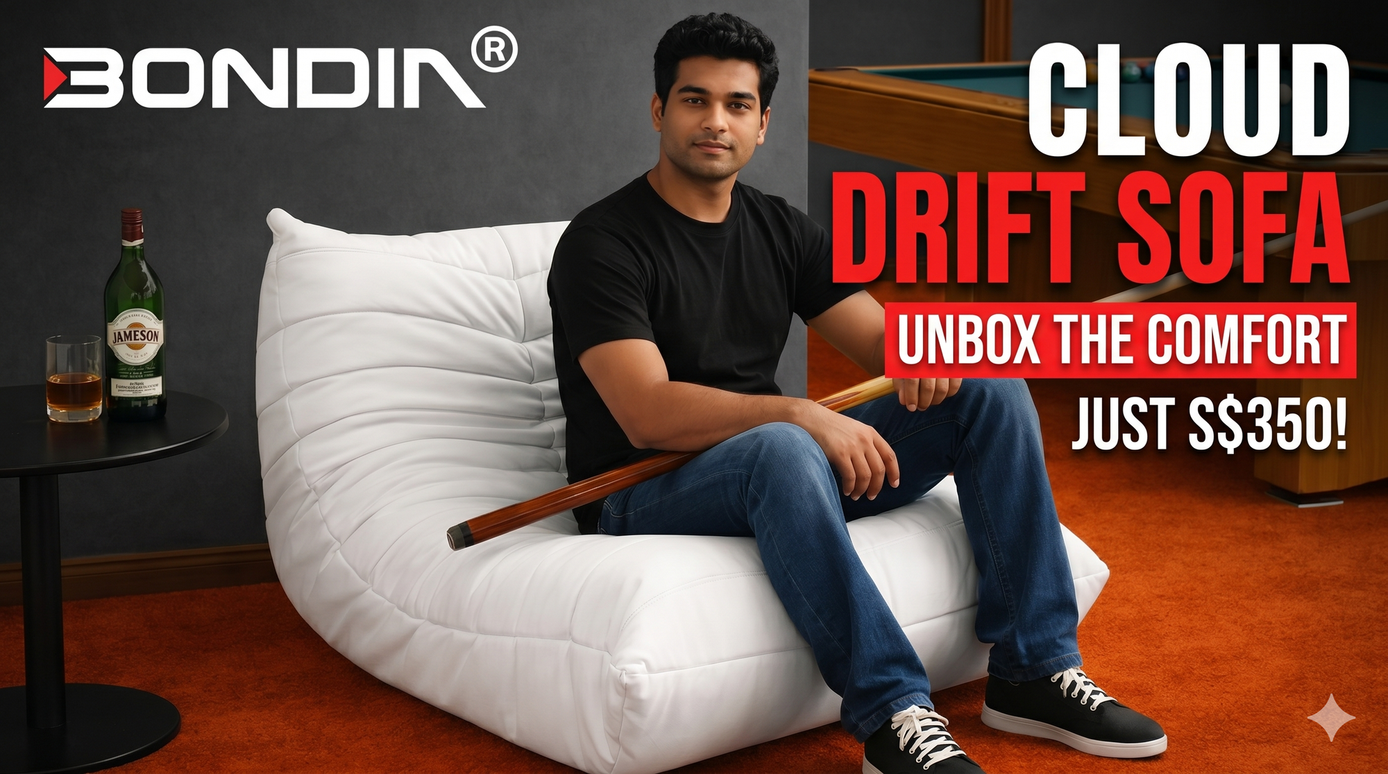 Bondia Furniture Singapore | Cloud Drift Caterpillar Compressed Floor Sofa (SKU 12044)