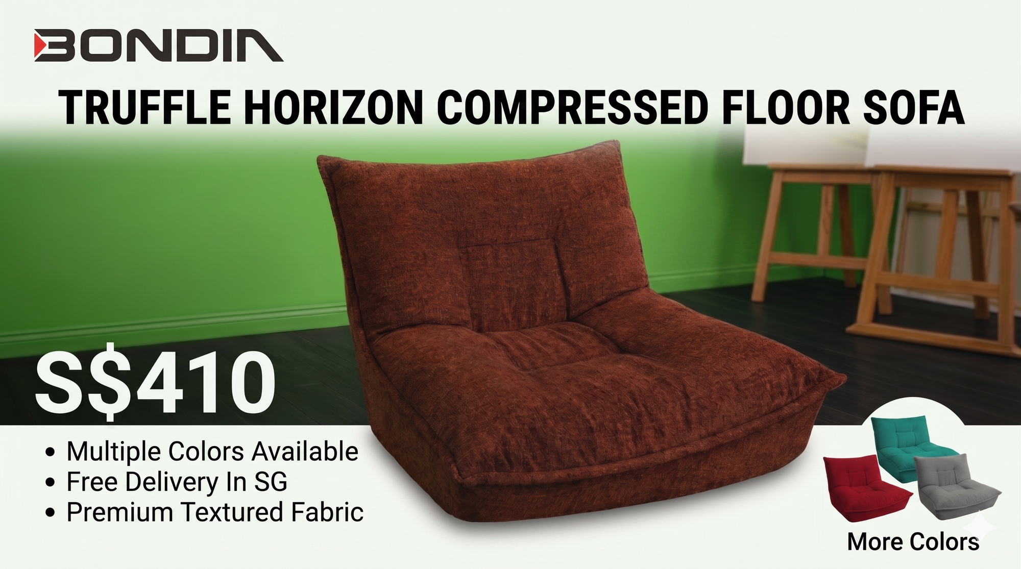 Bondia Furniture Singapore | Truffle Horizon Compressed Floor Sofa (SKU 12038)