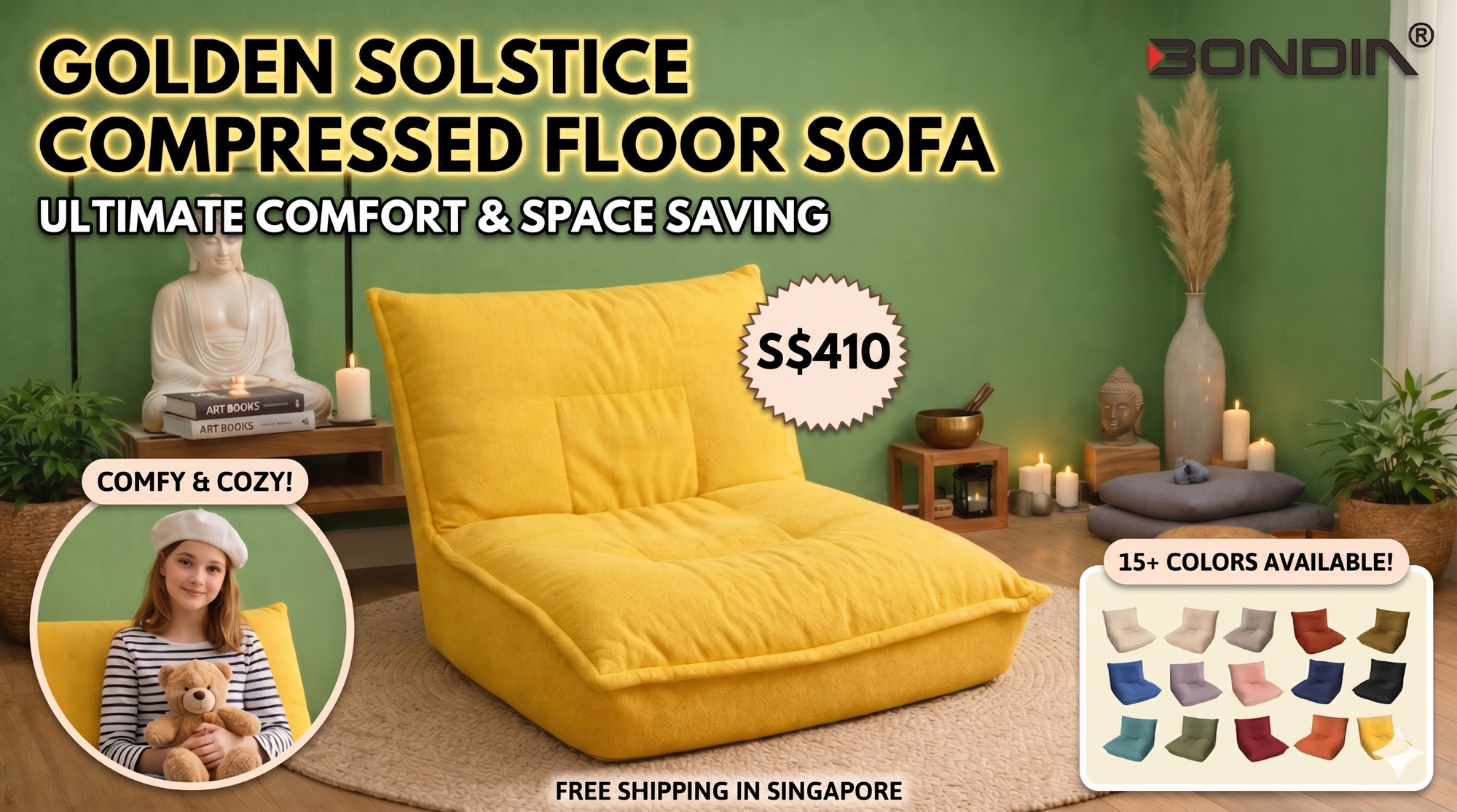 Bondia Furniture Singapore | Golden Solstice Compressed Floor Sofa (SKU 12028)