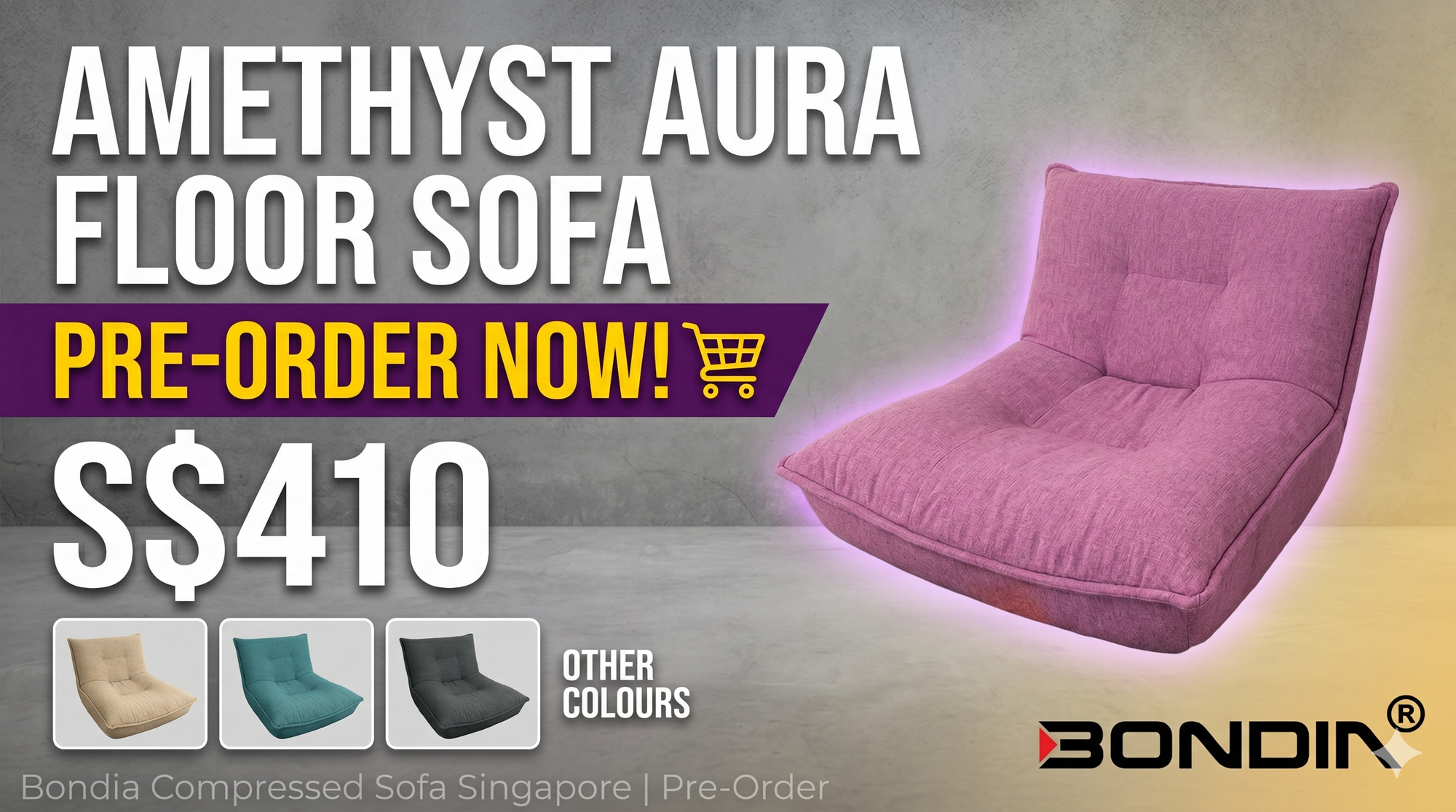 Bondia Furniture Singapore | Amethyst Aura Compressed Floor Sofa (SKU 12036)