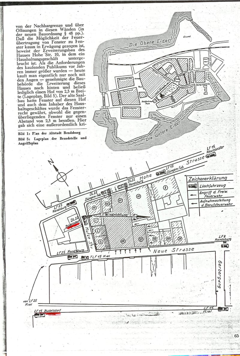 22.01.1951 Großfeuer Möbel Schulz, 1 toter Feuerwehrmann (Zum vergrößern auf das Bild drücken)