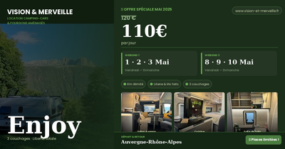 Promotion Week-ends du mois de Mai / Assurance comprise et km illimité - Literie offerte