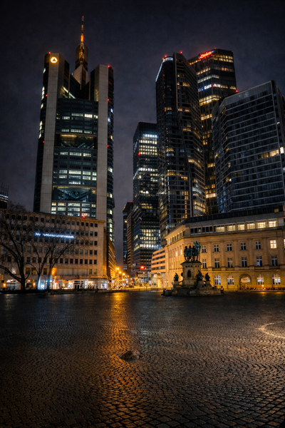 Frankfurt at night.