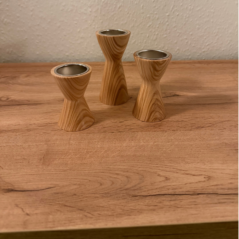 3 stk. Fyrfadsstager i Ask.