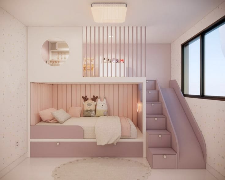 Modern Kids Room Design with Bunk Bed & Slide