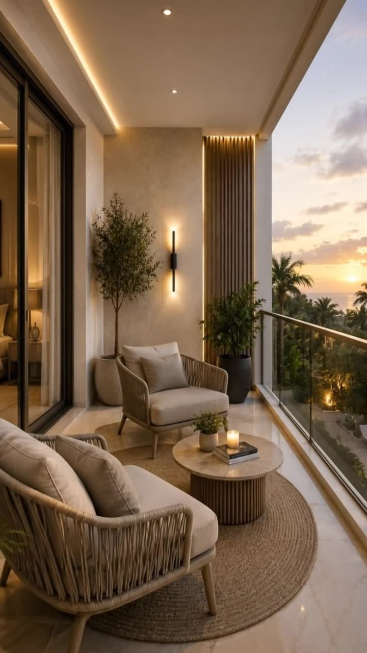 Luxury Balcony Interior Design with Elegant Seating