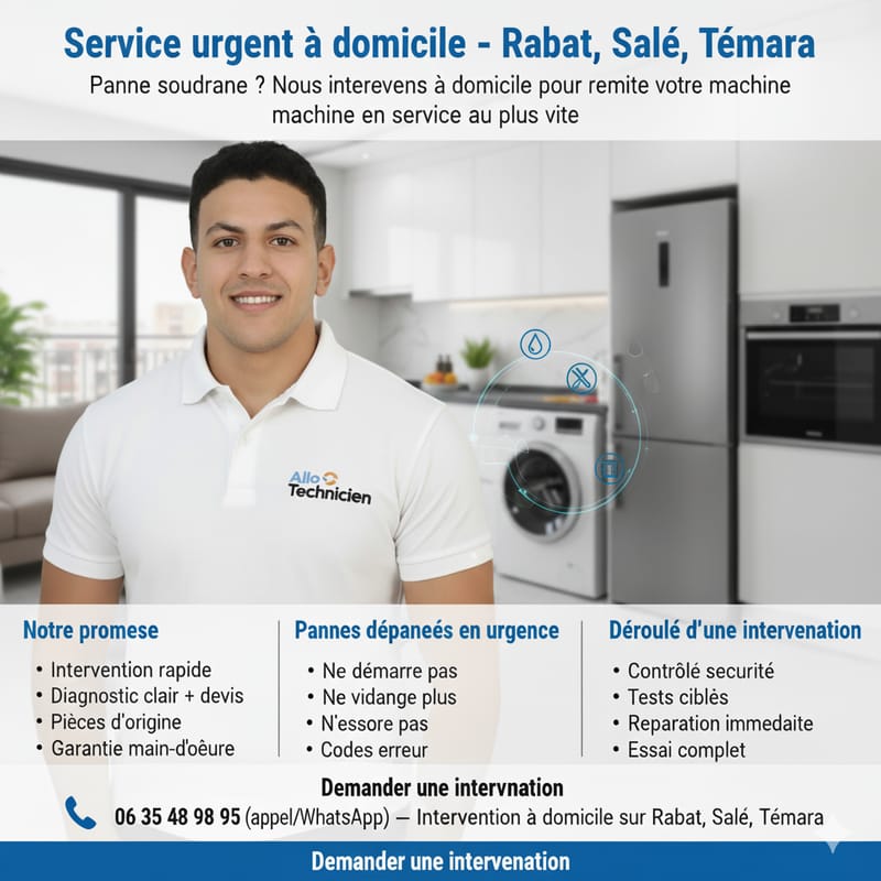 Dépannage machine à laver à domicile Rabat | Intervention rapide