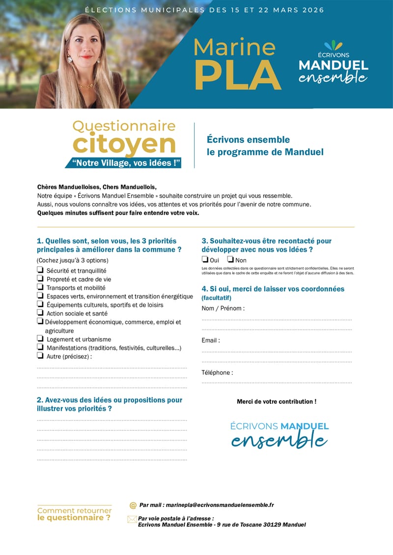 Distribution du Questionnaire Citoyen