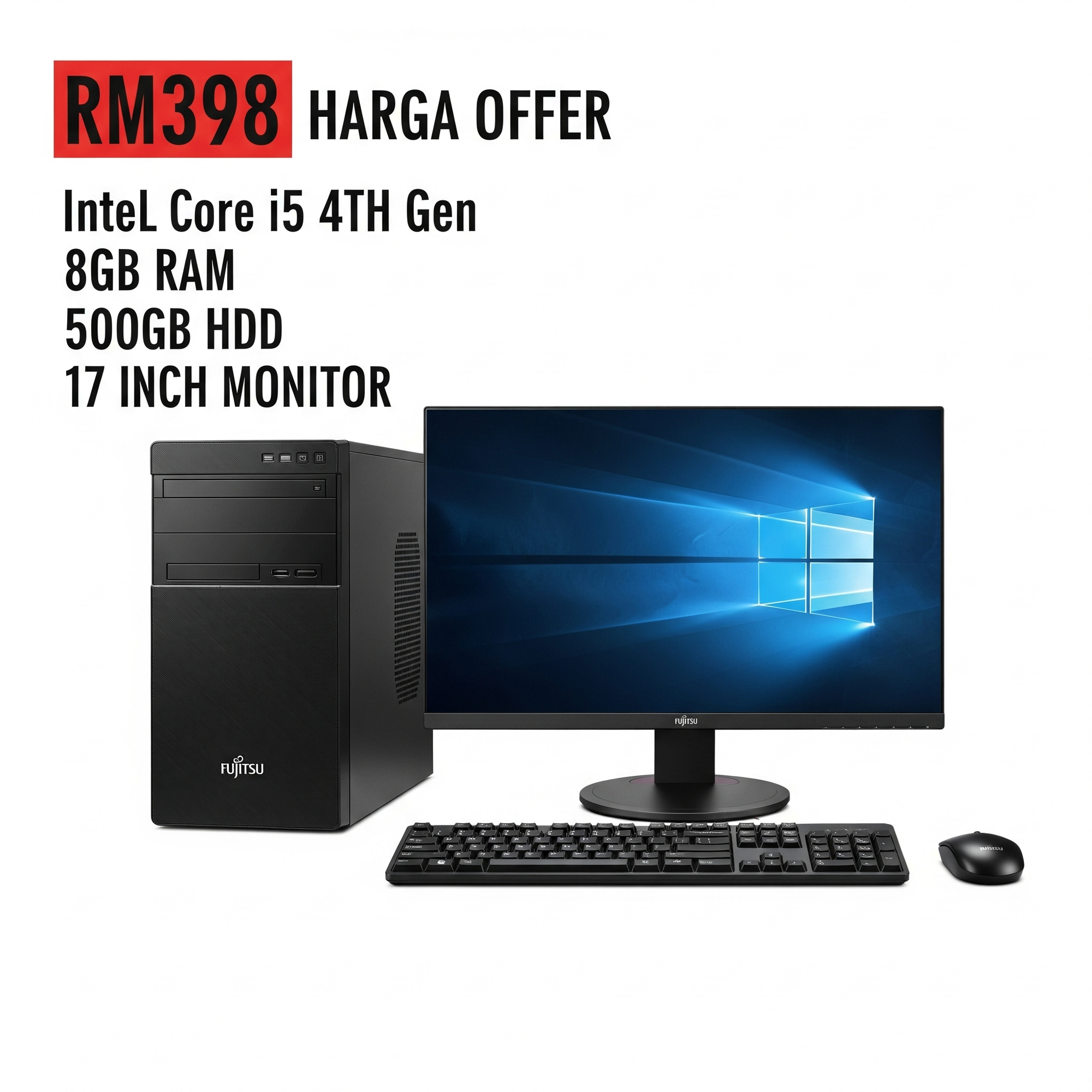 COMPUTER FULL SET CORE I5 4TH GEN FUJITSU ( BRAND JAPAN ) RM398