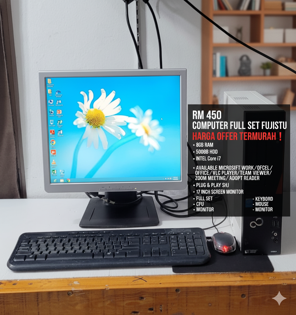 COMPUTER FULL SET FUJITSU ( BRAND JAPAN ) RM450