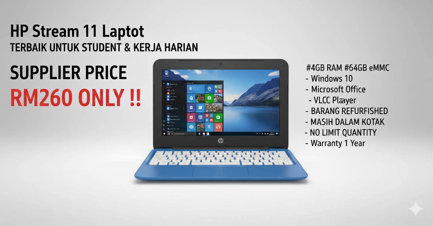 Laptop HP stream 11  • Window 10