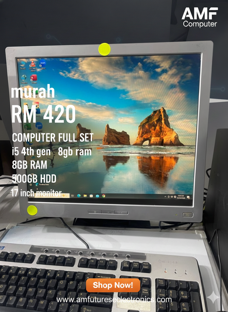 COMPUTER FULL SET i5 4th gen 8gb ram 500gb Hdd murah 17 inch monitor Rm 380