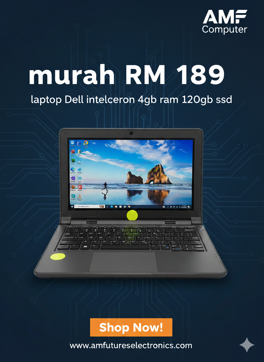laptop HP intel celeron 4gb ram 64gb ssd murah Rm189
