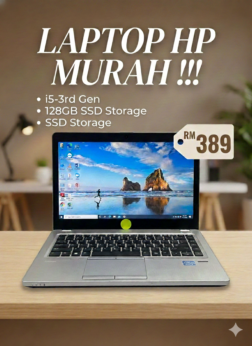laptop hp i5-3rd gen 128ssd RAM MURAH !!! RM 389