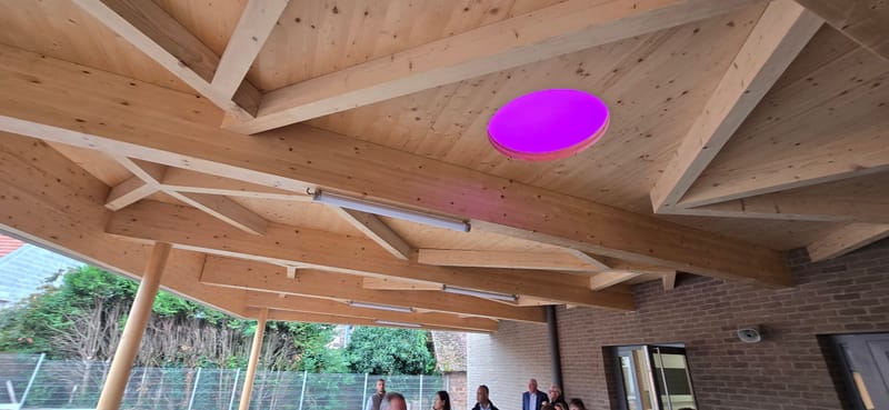 Charpente et ossature en bois - Couverture et bardage en zinc à joint debout - Bardage bois - Étanchéité avec protection lourde par cassettes végétalisées