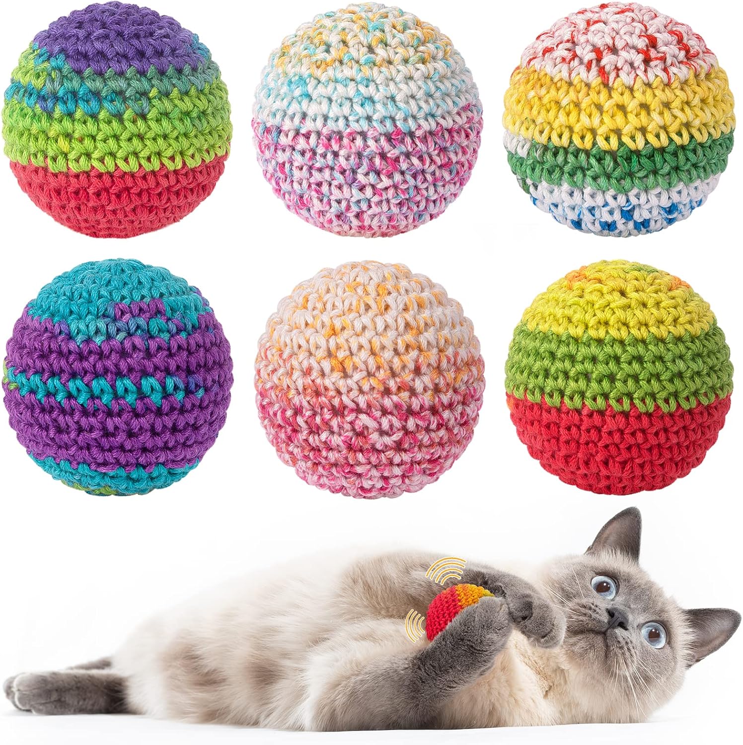 Hamdan Retro Wool Cat Ball Toy 6-Pack