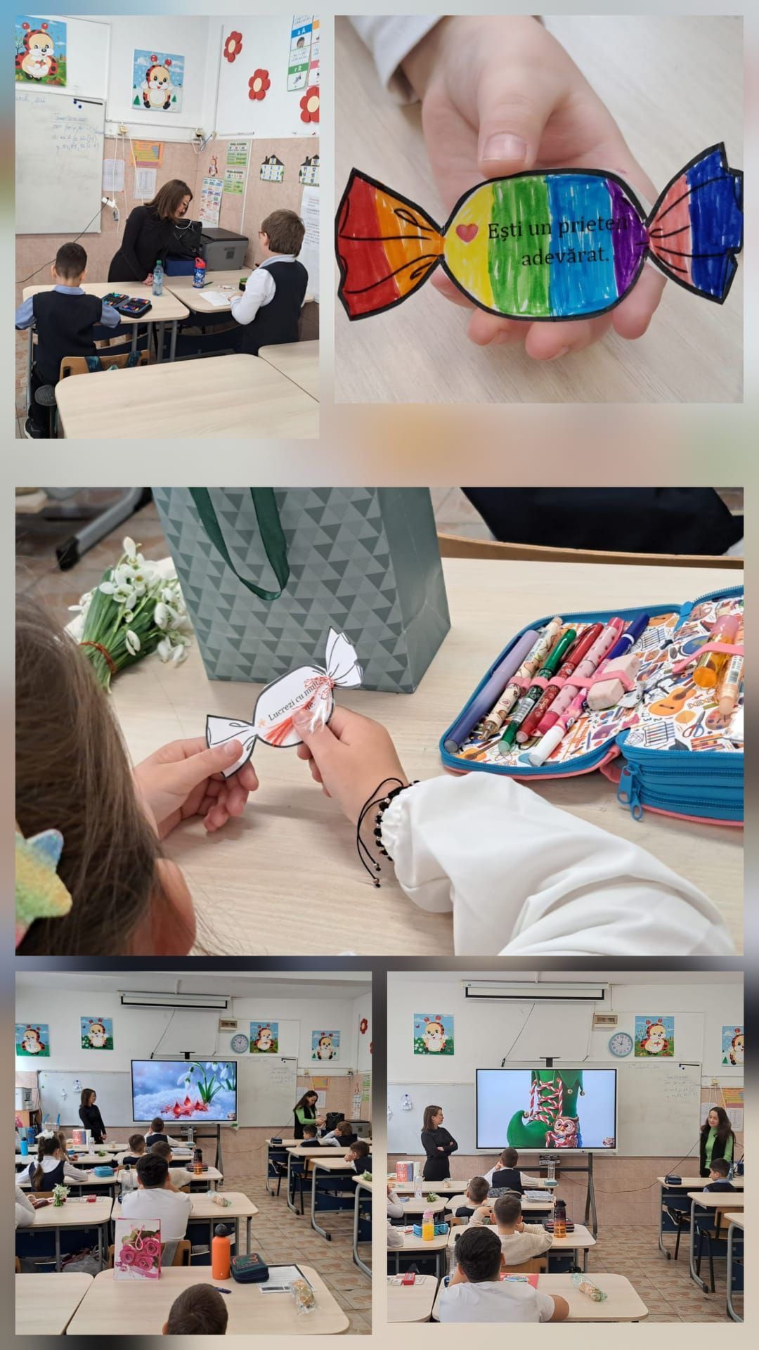 Activitate educativă dedicată primăverii și tradiției Mărțișorului, în care elevii au descoperit bucuria complimentelor, a aprecierii și a mesajelor de recunoștință oferite celor dragi.
