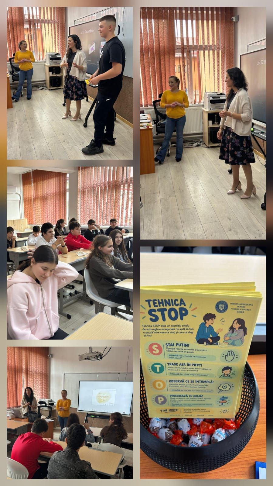 Prin jocuri, exerciții și discuții interactive, elevii clasei a VII-a de la Școala Gimnazială „Sfântul Nicolae” din Târgu Jiu au explorat schimbările specifice preadolescenței și au descoperit modalități sănătoase de exprimare și gestionare a emoțiil