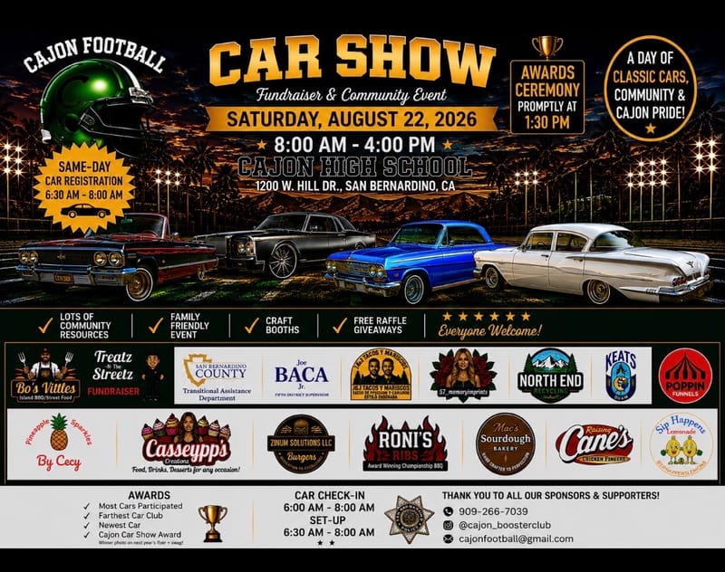 Cajon Football Car Show Fundraiser & Community Event