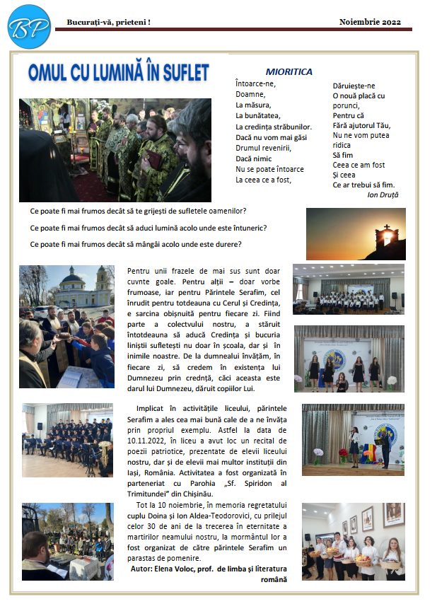 „BUCURAȚI-VĂ, PRIETENI!” - ziarul IP LTPA „Ion și Doina Aldea-Teodorovici”