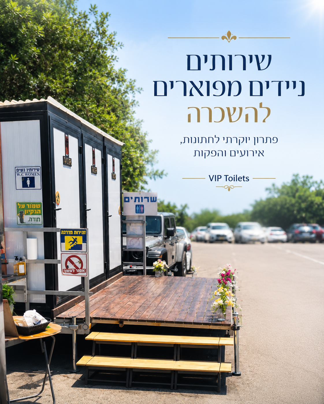 שירותים ניידים מפוארים להשכרה לאירועים VIP Toilets
