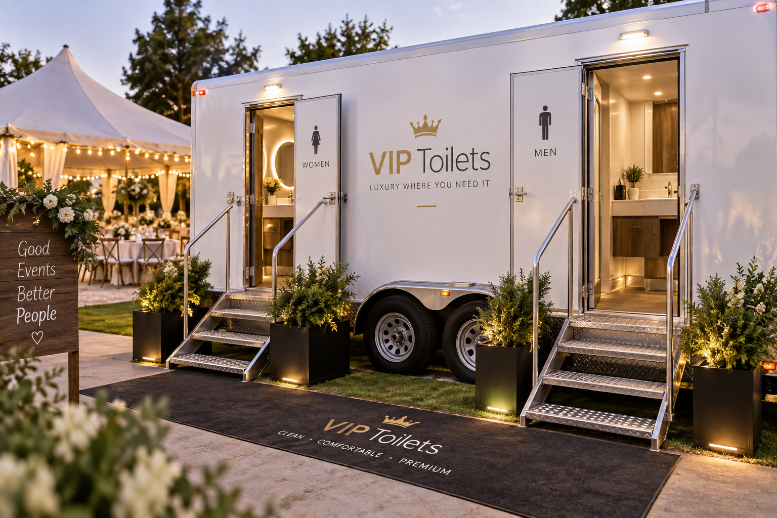 קרונות שירותים לאירועים וחתונות – VIP Toilets