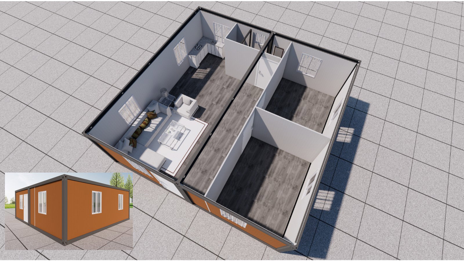 2 bedroom house 8 x 8 meter