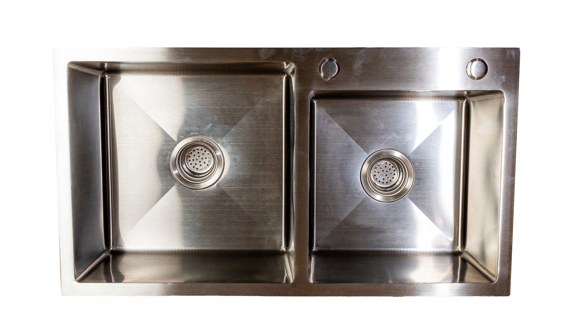 Handmade 2-Bowl Sink 78×43 cm – Nickel Finish