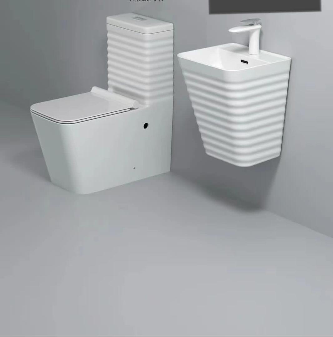 White water closet and washing basin