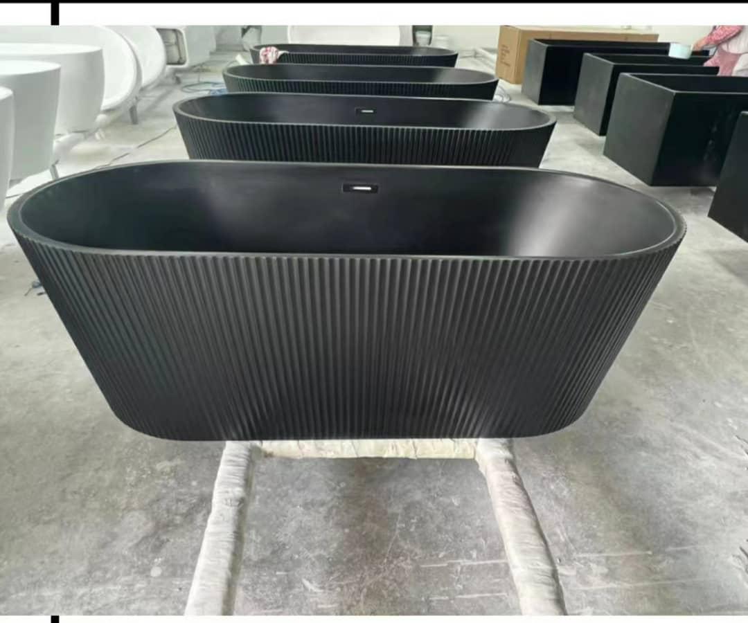 1700mm, 1500mm straight round Black freestanding luxury Bathtub
