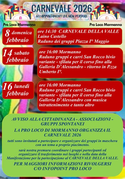 CARNEVALE DELLA VALLE 2026