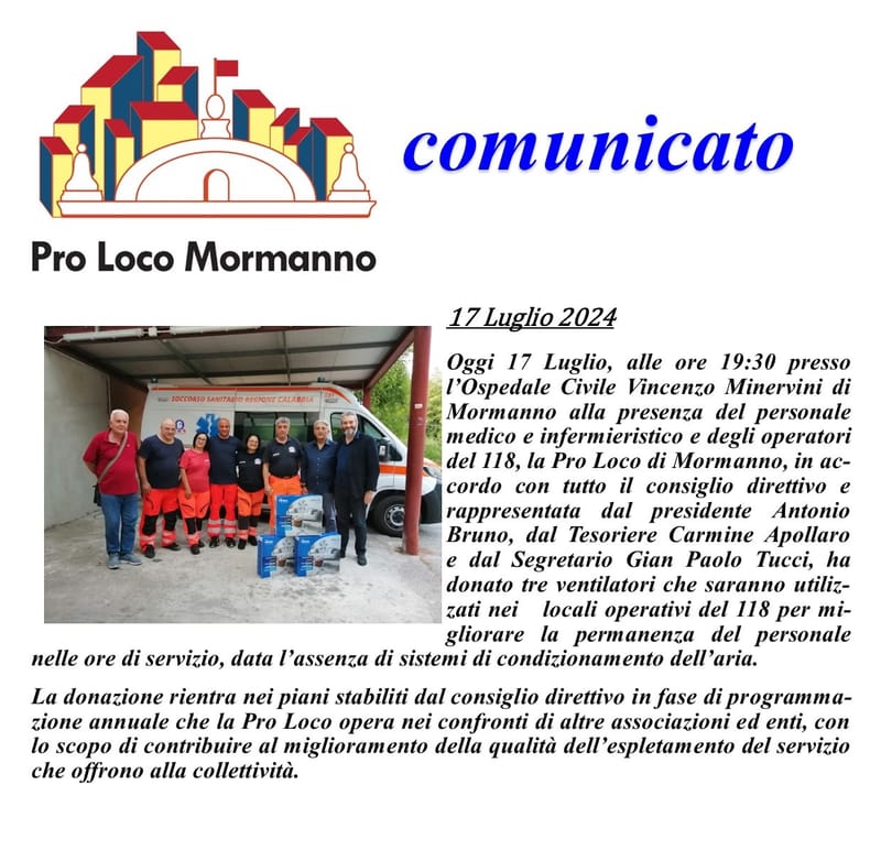 COMUNICATO STAMPA 17 LUGLIO 2024