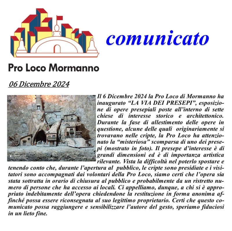 COMUNICATO STAMPA 6 DICEMBRE 2024