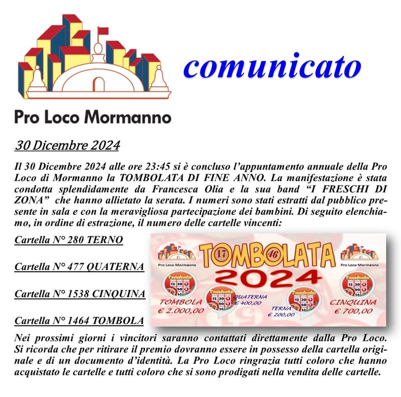 COMUNICATO STAMPA 30 DICEMBRE 2024