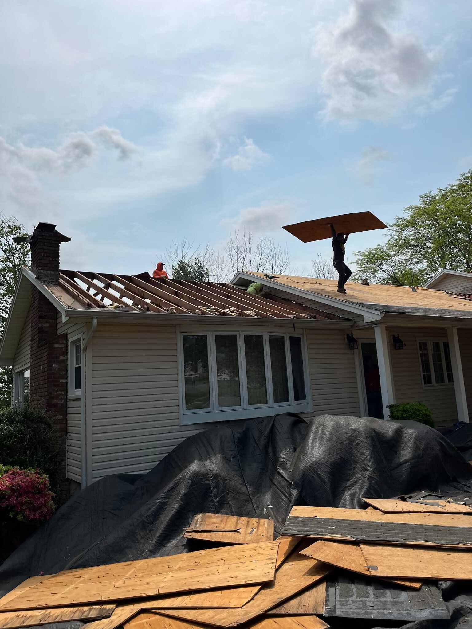 Removing the old plywood and installing new one