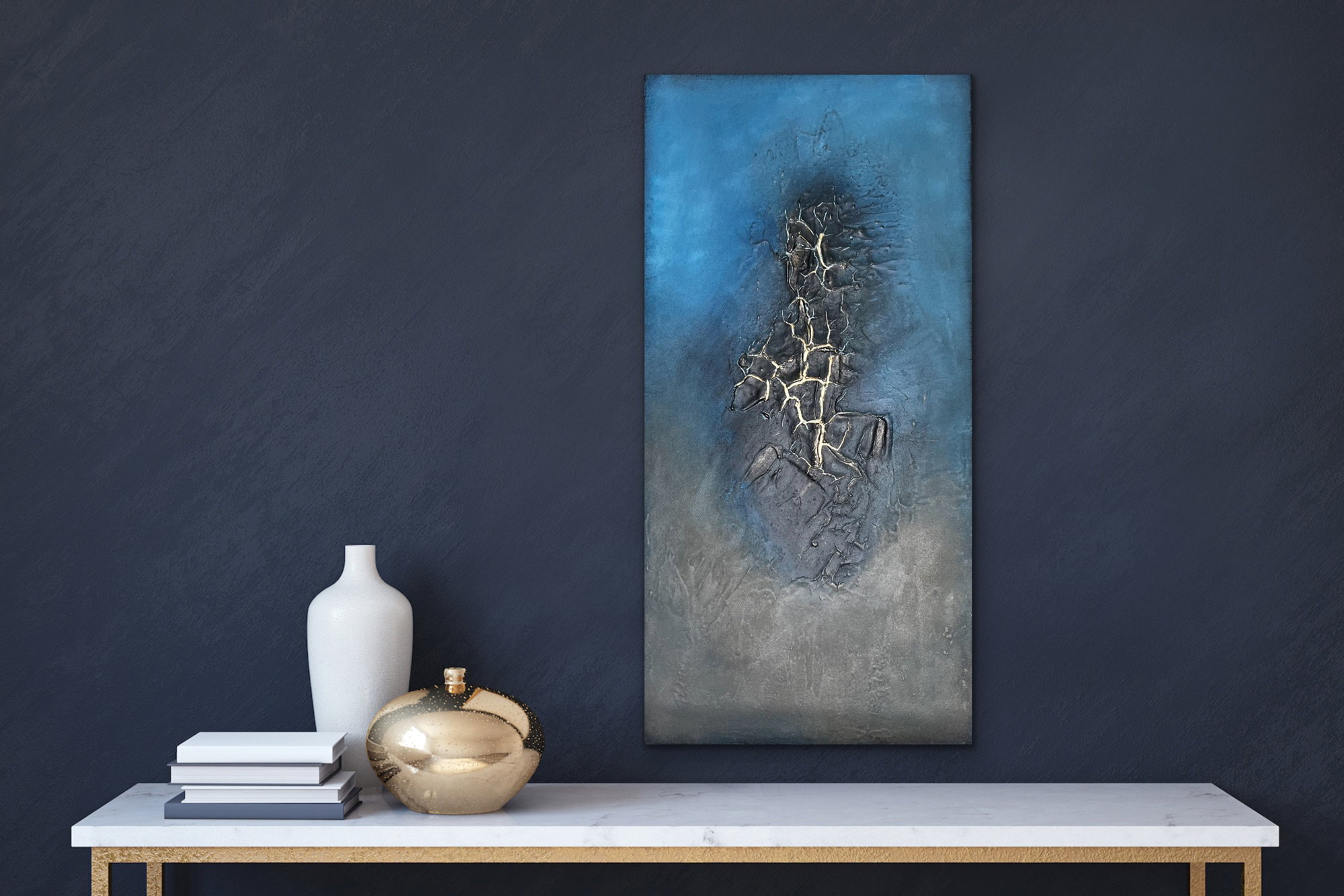 Blå krakelering 30x40 - solgt
