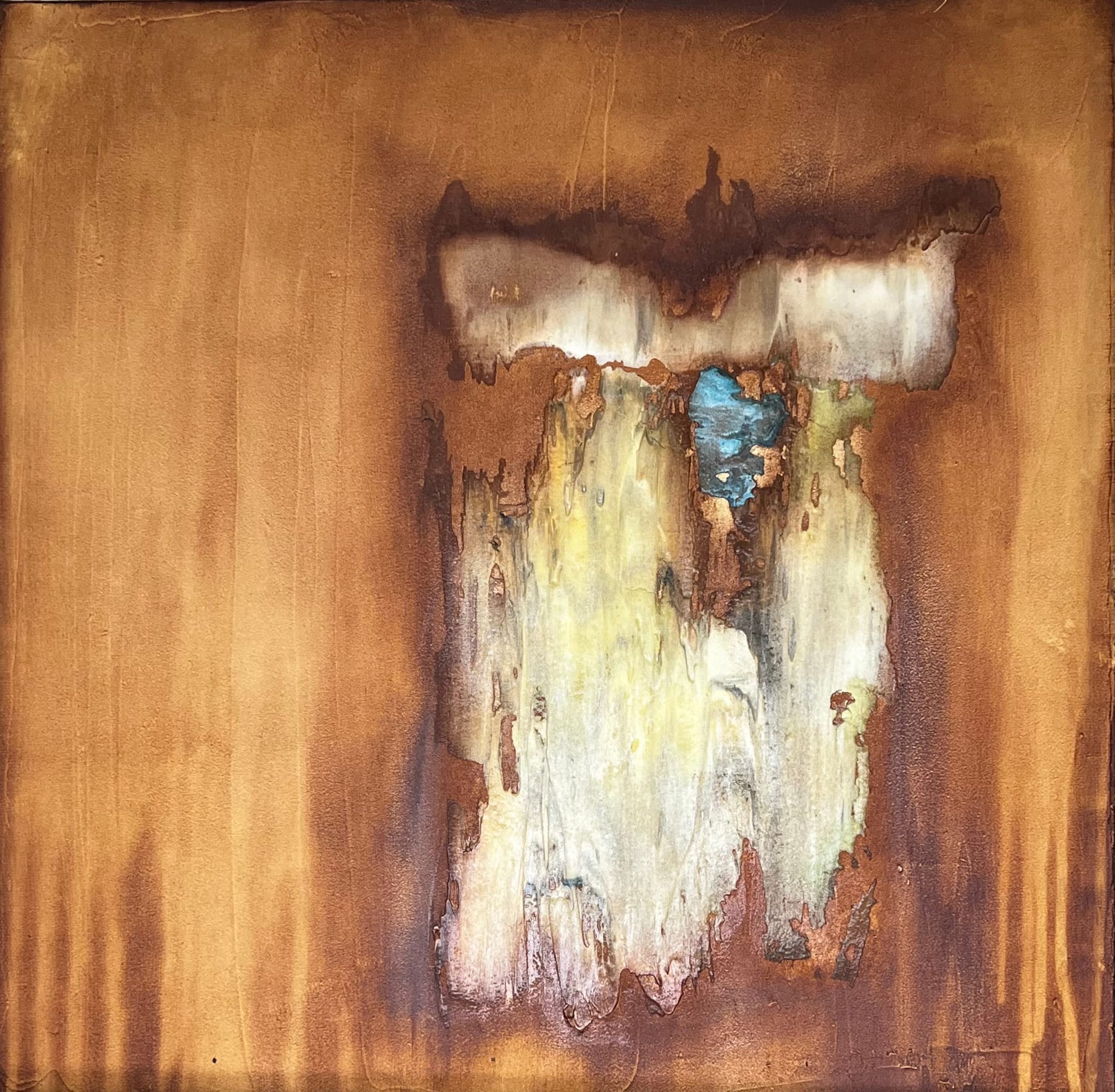 Orange med turkis 40x40 - pris 800,-