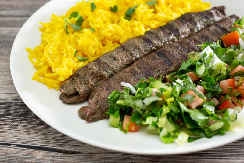 Beef Kofta Kebab platter