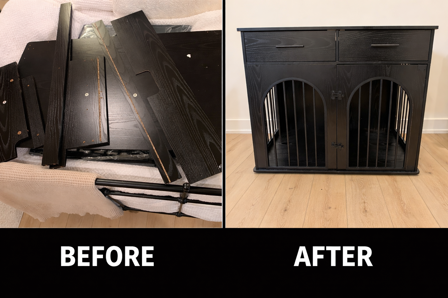 Custom Pet Crate Furniture Assembly