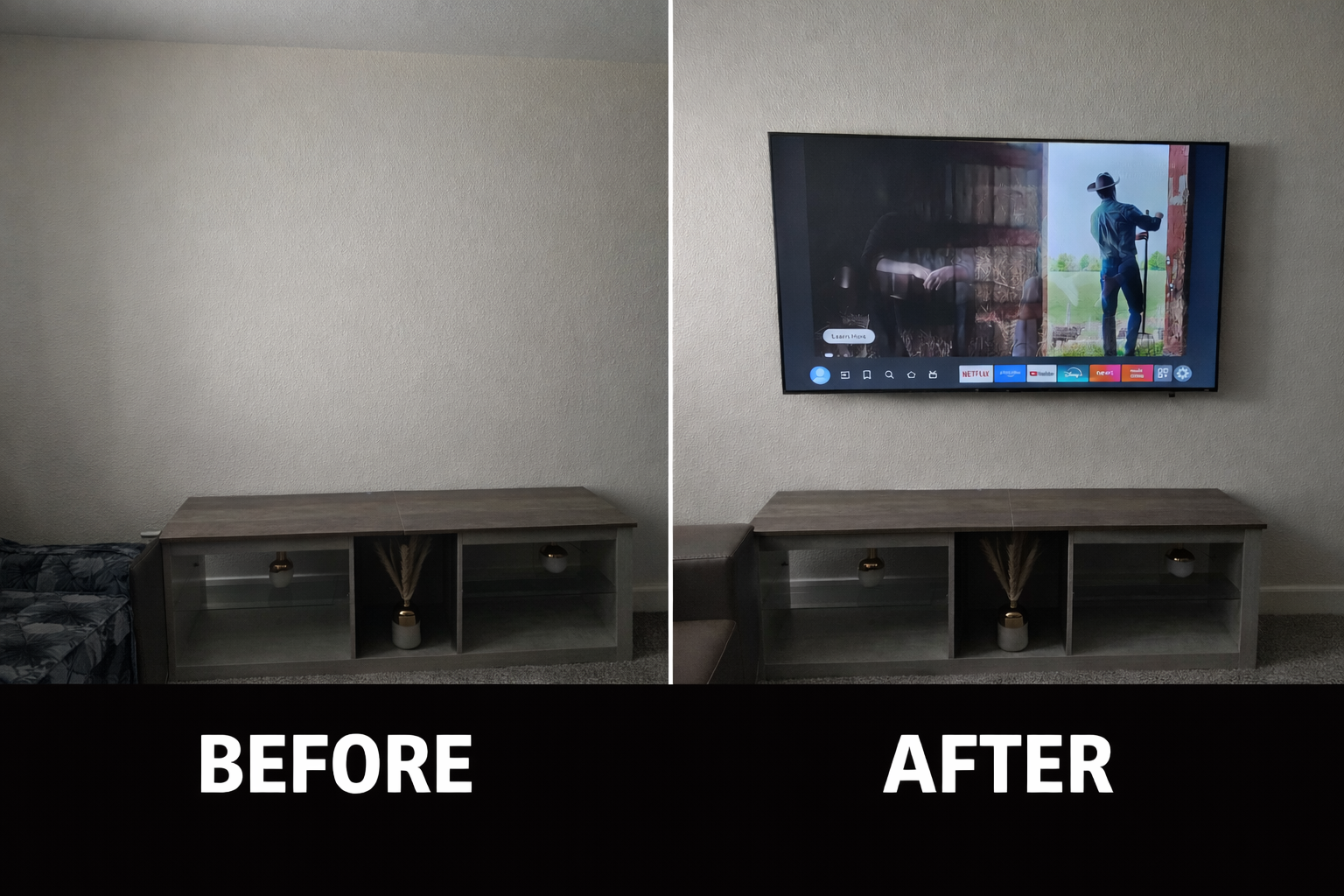 Seamless TV Wall Mount with In-Wall Wire Concealment