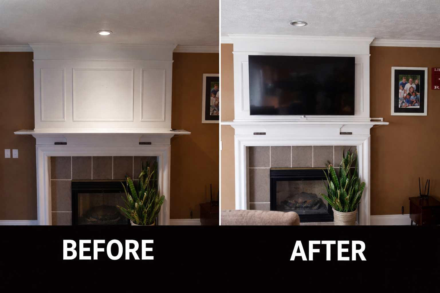 Professional TV Mounting above fireplace