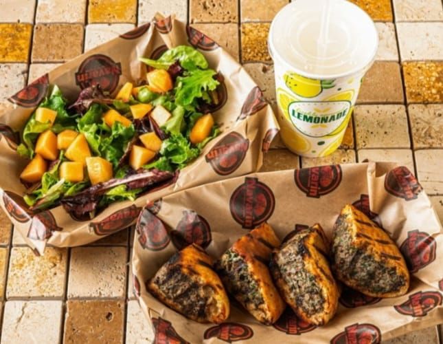 Beef Arays + Salad + Lemonade