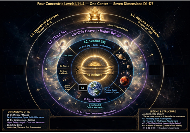 Philosophical Perspective on the Cosmological Genesis within the 7D-Framework and Graded Heavens Architecture Based on a Creational Code System and a Hypothetical Theoretical Mathematical Equation